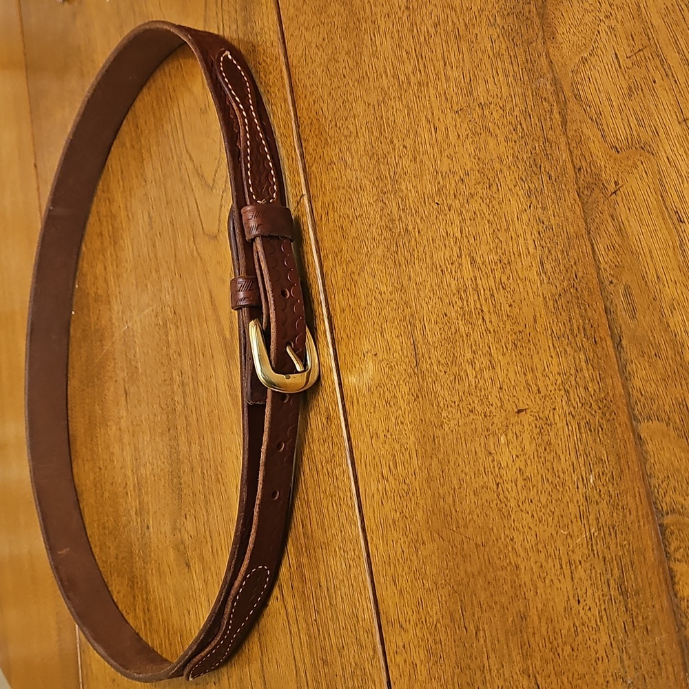 Brown Leather Women's Belt with Gold Buckle